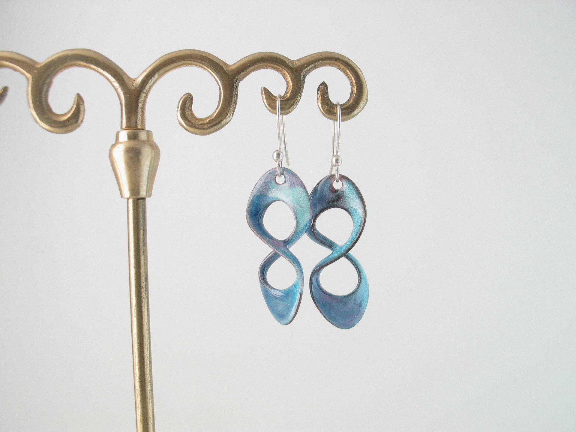 Custom Order for Linda - 3 Pair Copper Enamel & Sterling Crazy-8 Infinity Earrings