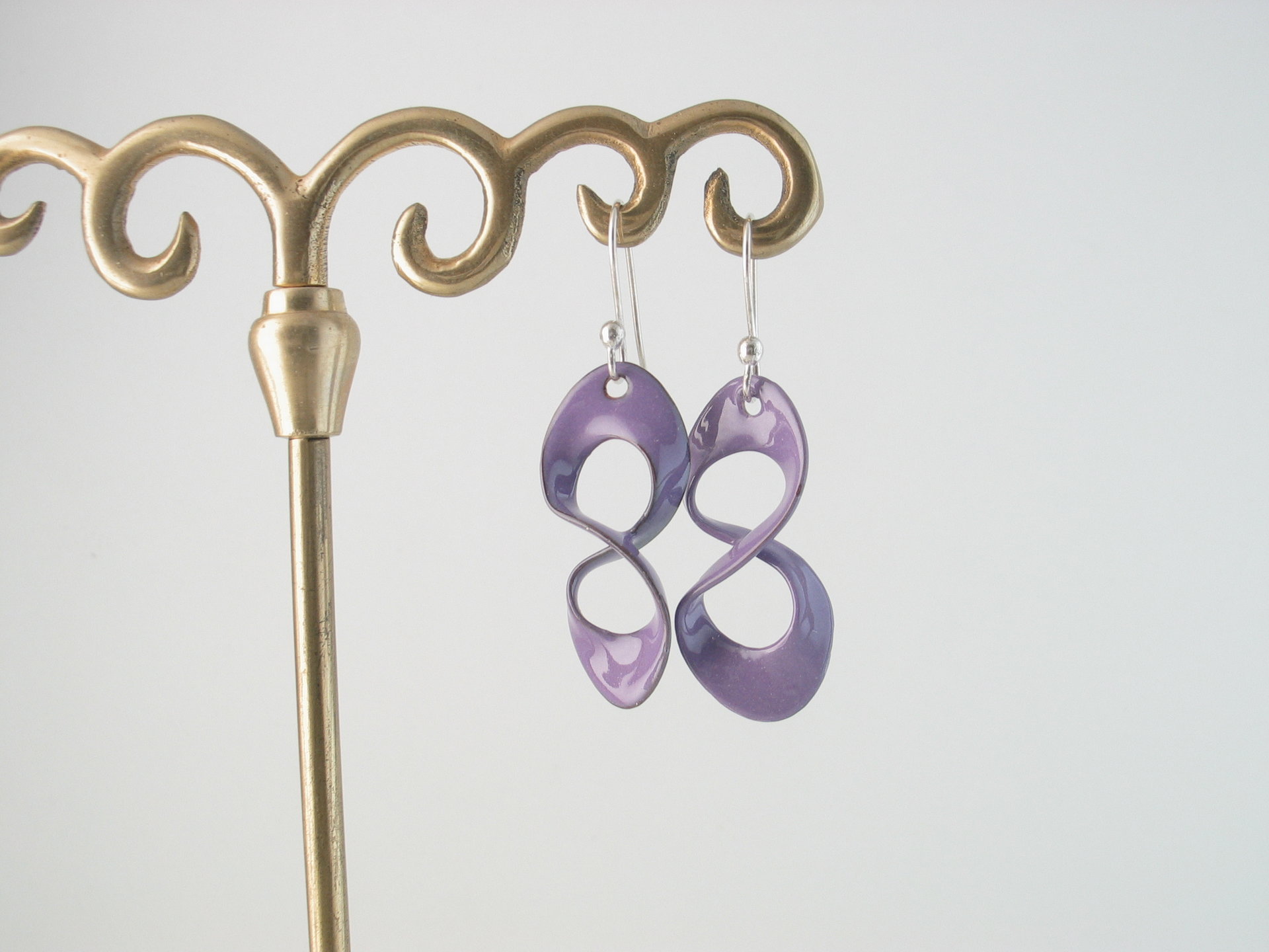 Custom Order for Linda - 3 Pair Copper Enamel & Sterling Crazy-8 Infinity Earrings
